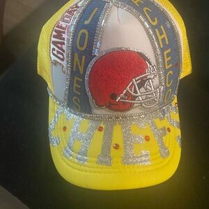 Custom KC Chiefs Hat Made by Me Yellow and Silver Chiefs Football Cap
